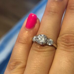Elegant Moissanite Triple Stone Ring